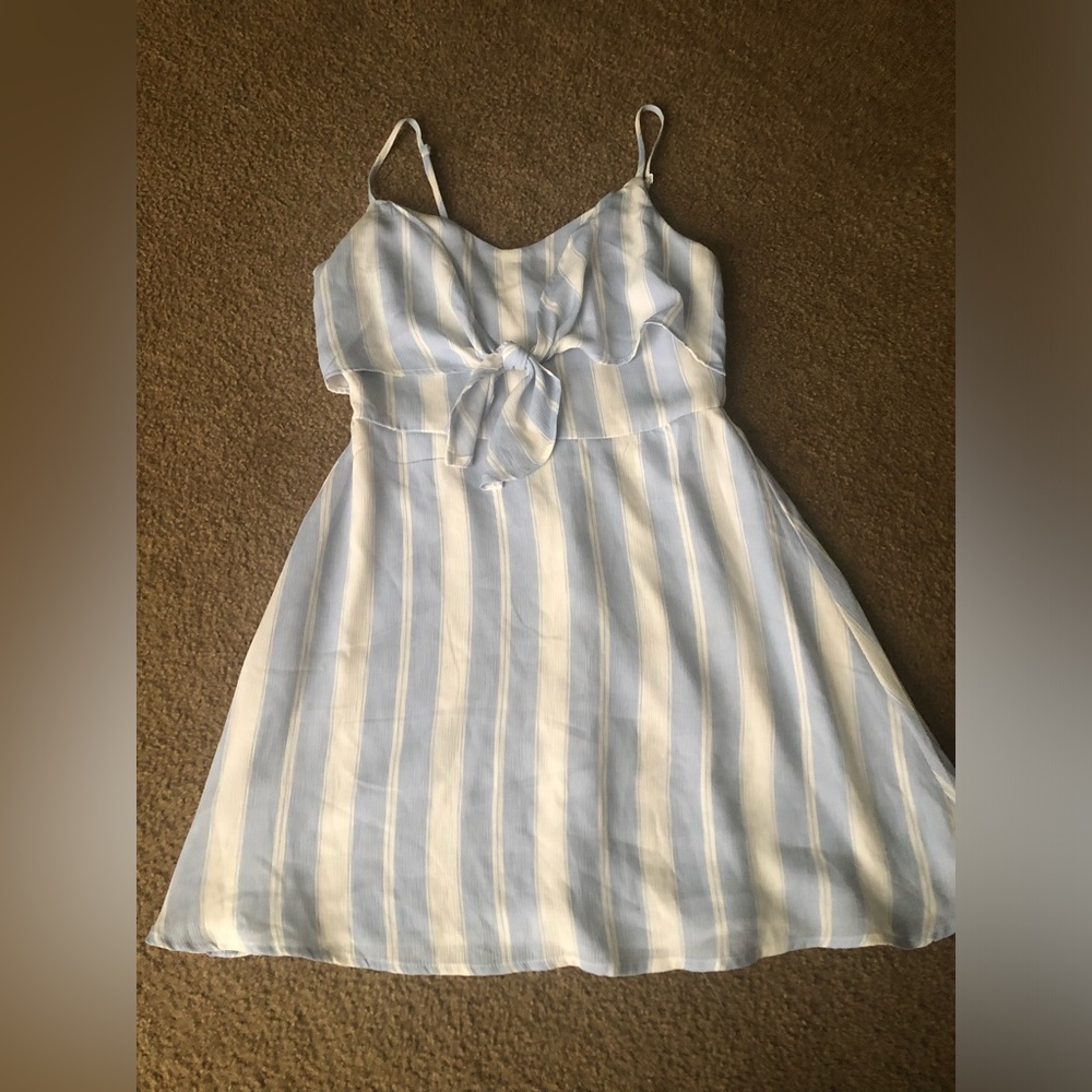 Womens rue 21 striped blue white sundress spaghetti strap light weight medium